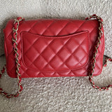 CHANEL Handbag Red Mini Rectangular Lambskin Quilted LGHW -Knockoff
