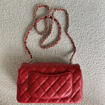 CHANEL Handbag Red Mini Rectangular Lambskin Quilted LGHW -Knockoff
