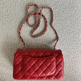 CHANEL Handbag Red Mini Rectangular Lambskin Quilted LGHW -Knockoff
