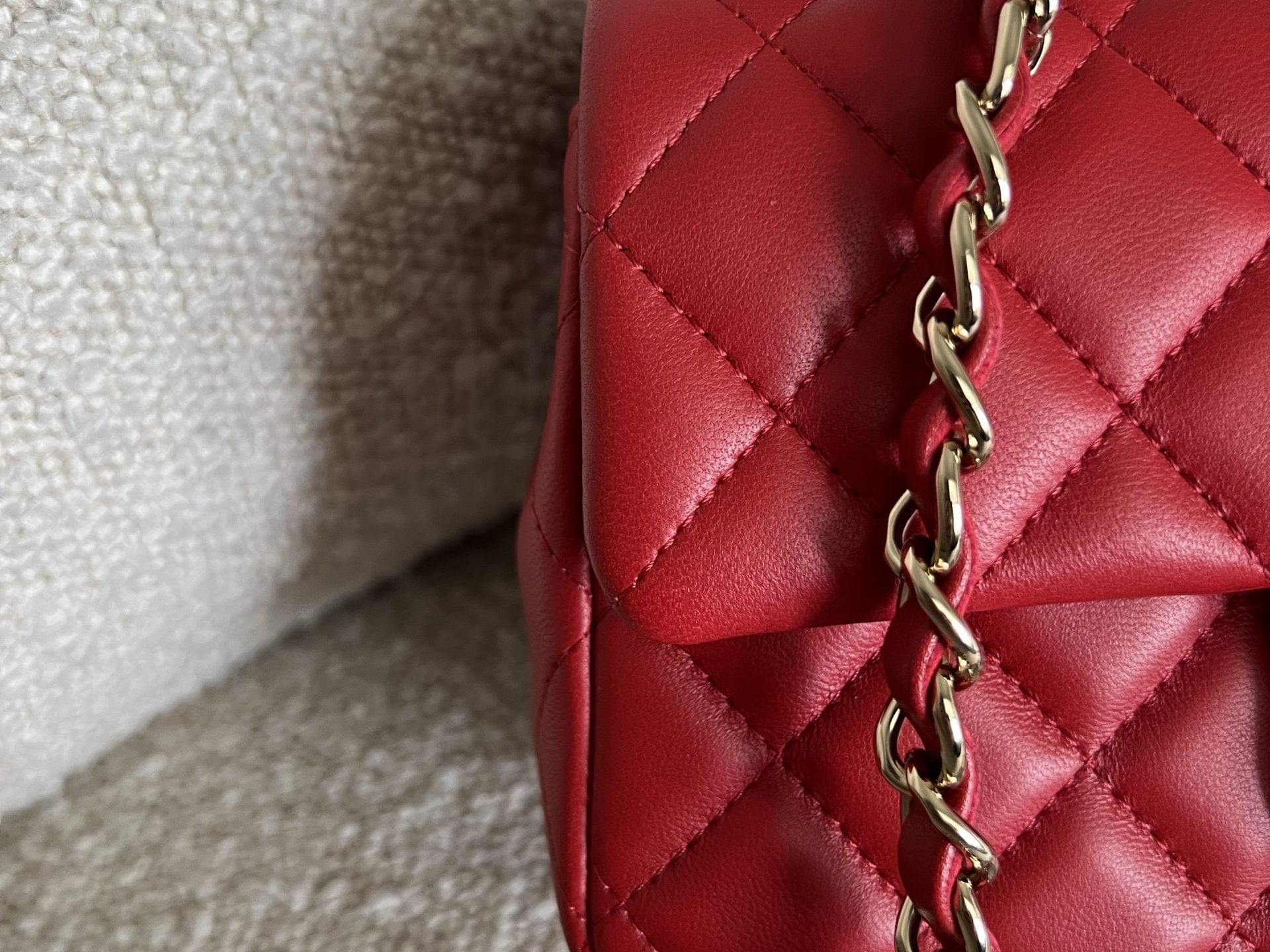 CHANEL Handbag Red Mini Rectangular Lambskin Quilted LGHW -Knockoff
