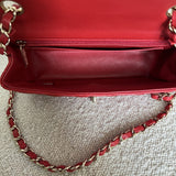 CHANEL Handbag Red Mini Rectangular Lambskin Quilted LGHW -Knockoff
