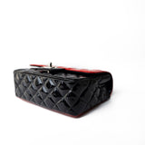 CHANEL Handbag Red Red | Black Patent Quilted Mini rectangular Single Flap Silver Hardware -Knockoff
