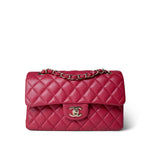 CHANEL Handbag Red Red Caviar Quilted Classic Flap Small Light Gold Hardware -Knockoff
