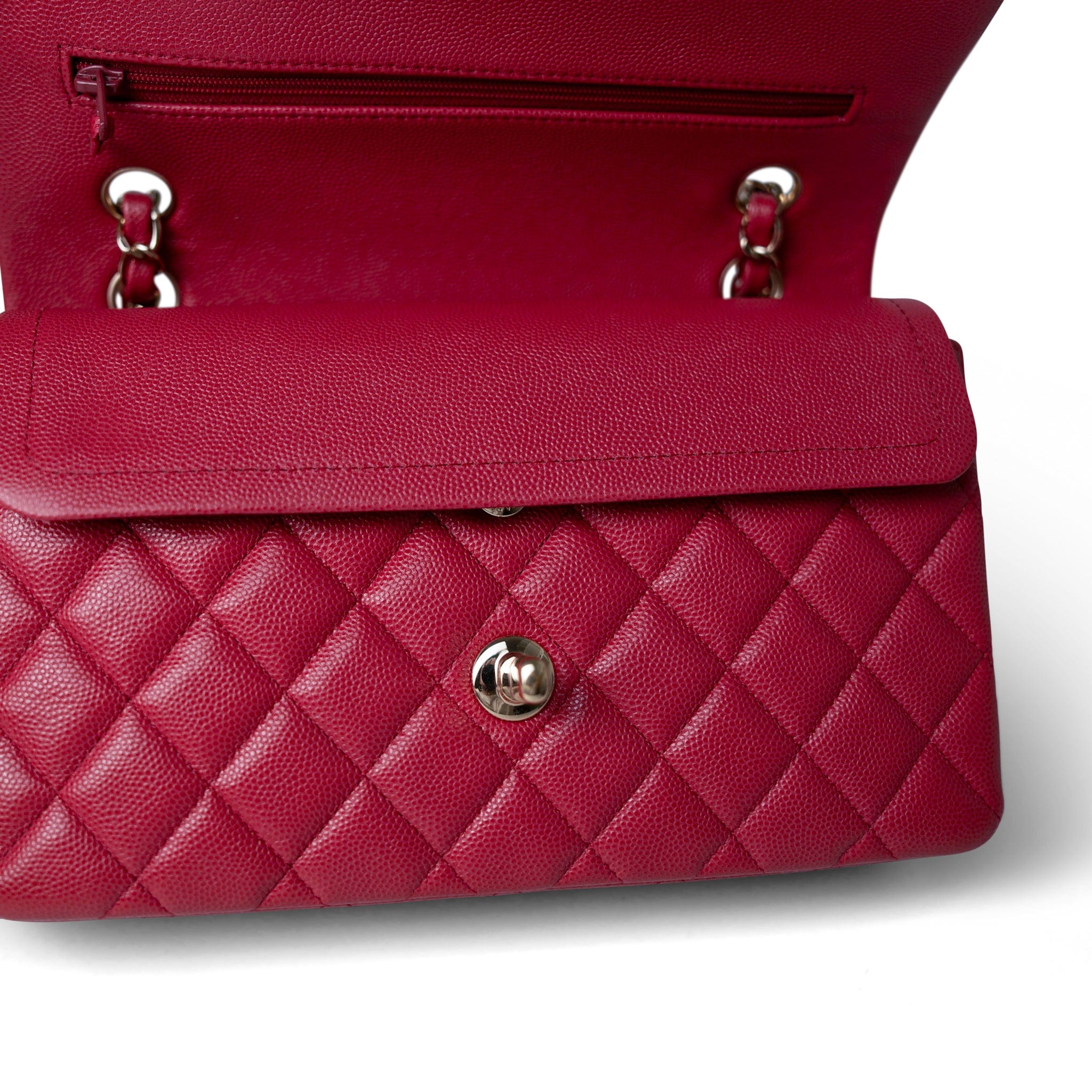 CHANEL Handbag Red Red Caviar Quilted Classic Flap Small Light Gold Hardware -Knockoff
