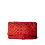 CHANEL Handbag Red Red Grained Calfskin XXL Travel Flap Bag Light Gold Hardware -Knockoff
