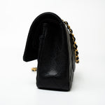 CHANEL Handbag (Rev) Medium Black Caviar Quilted Classic Flap Gold Hardware -Knockoff
