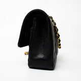 CHANEL Handbag (Rev) Medium Black Caviar Quilted Classic Flap Gold Hardware -Knockoff
