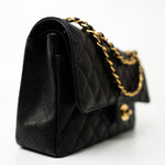 CHANEL Handbag (Rev) Medium Black Caviar Quilted Classic Flap Gold Hardware -Knockoff
