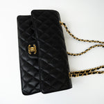 CHANEL Handbag (Rev) Medium Black Caviar Quilted Classic Flap Gold Hardware -Knockoff
