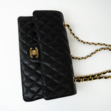 CHANEL Handbag (Rev) Medium Black Caviar Quilted Classic Flap Gold Hardware -Knockoff
