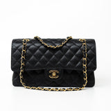 CHANEL Handbag (Rev) Medium Black Caviar Quilted Classic Flap Gold Hardware -Knockoff
