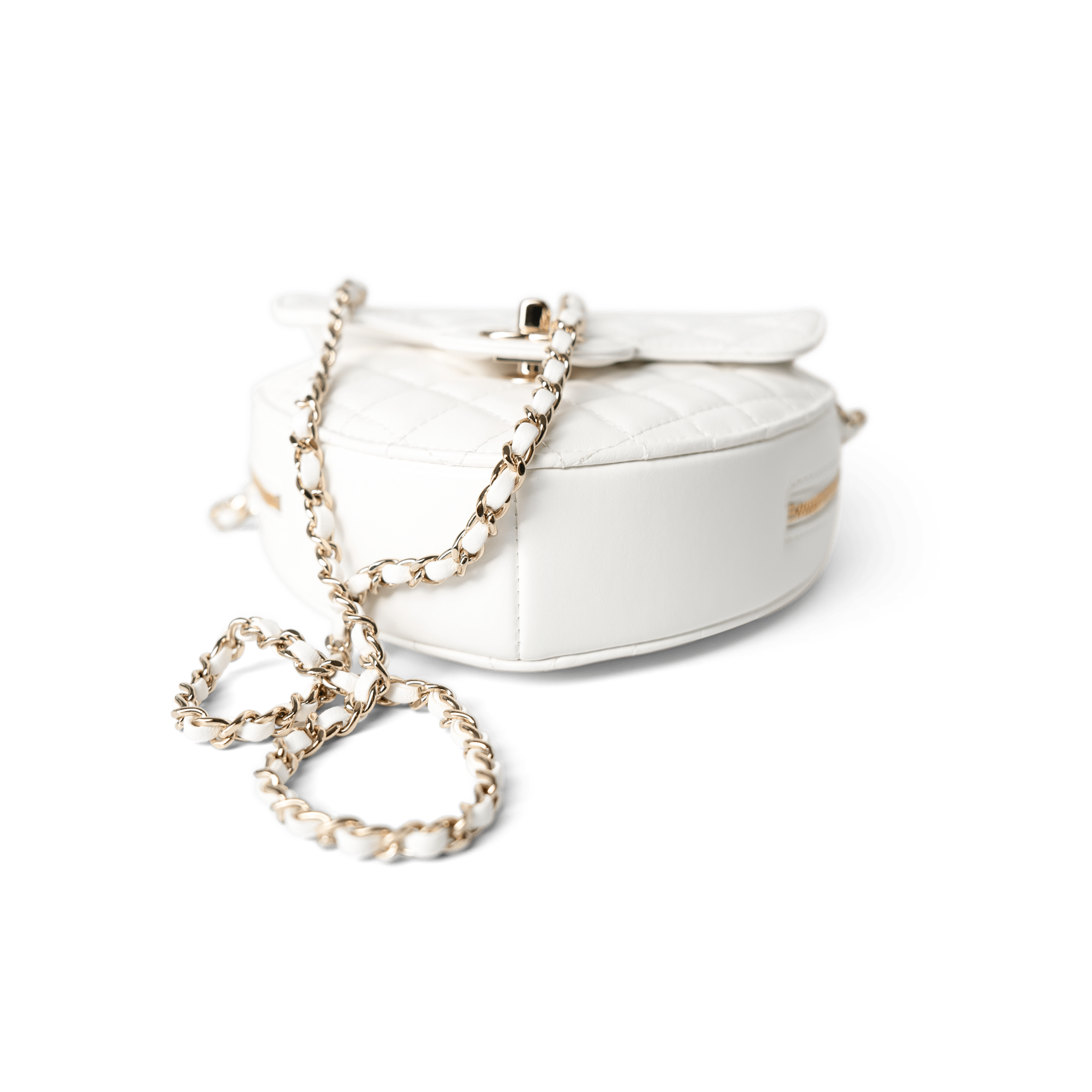 CHANEL Handbag Seasonal Bag / White 22S White Lambskin Quilted Large Heart Bag Light Gold Hardware -Knockoff
