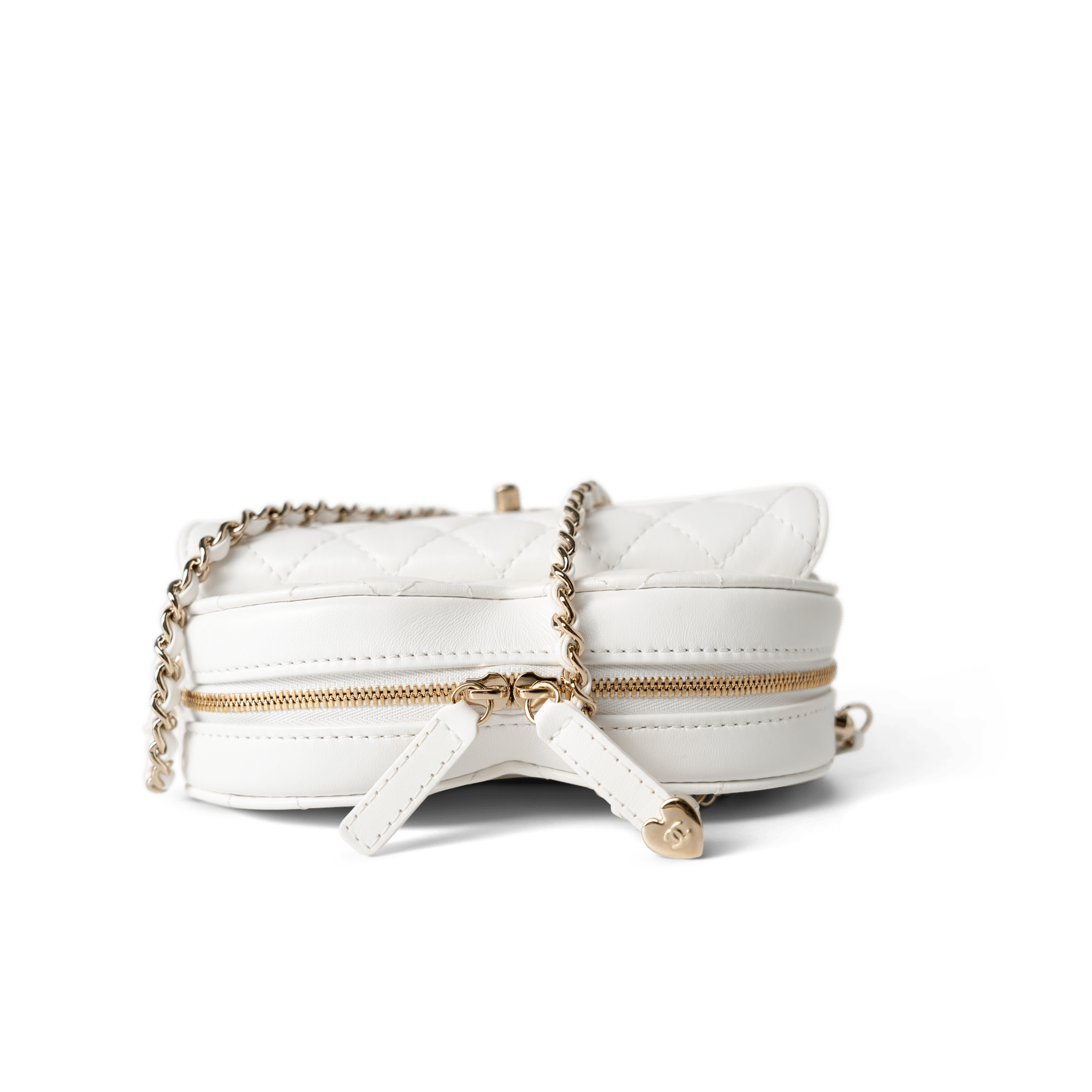 CHANEL Handbag Seasonal Bag / White 22S White Lambskin Quilted Large Heart Bag Light Gold Hardware -Knockoff
