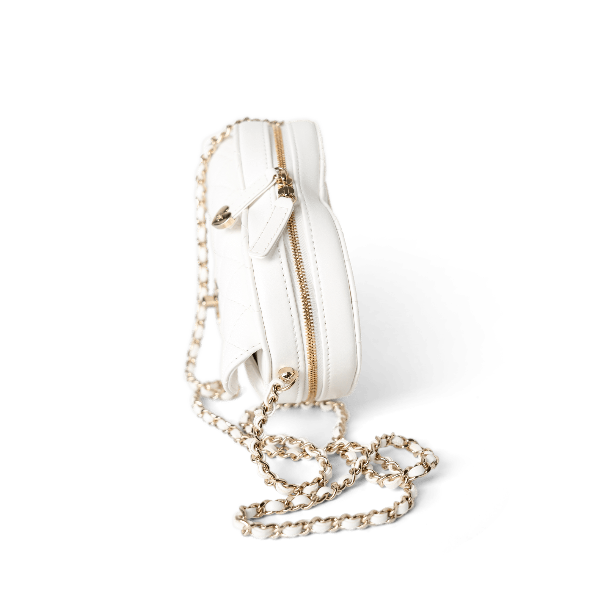 CHANEL Handbag Seasonal Bag / White 22S White Lambskin Quilted Large Heart Bag Light Gold Hardware -Knockoff
