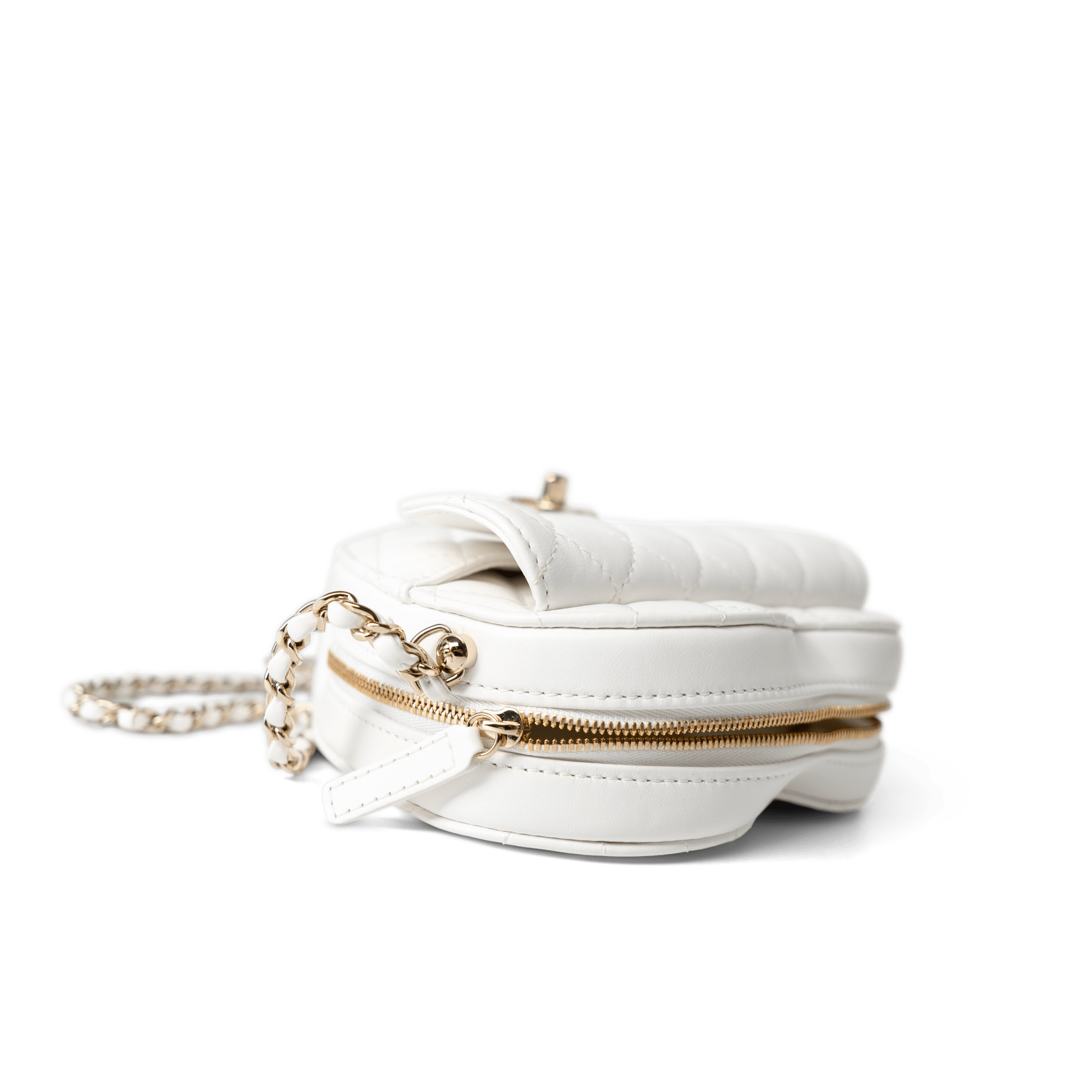 CHANEL Handbag Seasonal Bag / White 22S White Lambskin Quilted Large Heart Bag Light Gold Hardware -Knockoff
