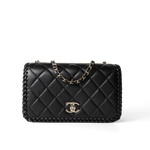 CHANEL Handbag Seasonal / Black 23A Black Lambskin Quilted Full Flap Bag Light Gols Hardware -Knockoff
