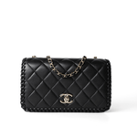 CHANEL Handbag Seasonal / Black 23A Black Lambskin Quilted Full Flap Bag Light Gols Hardware -Knockoff
