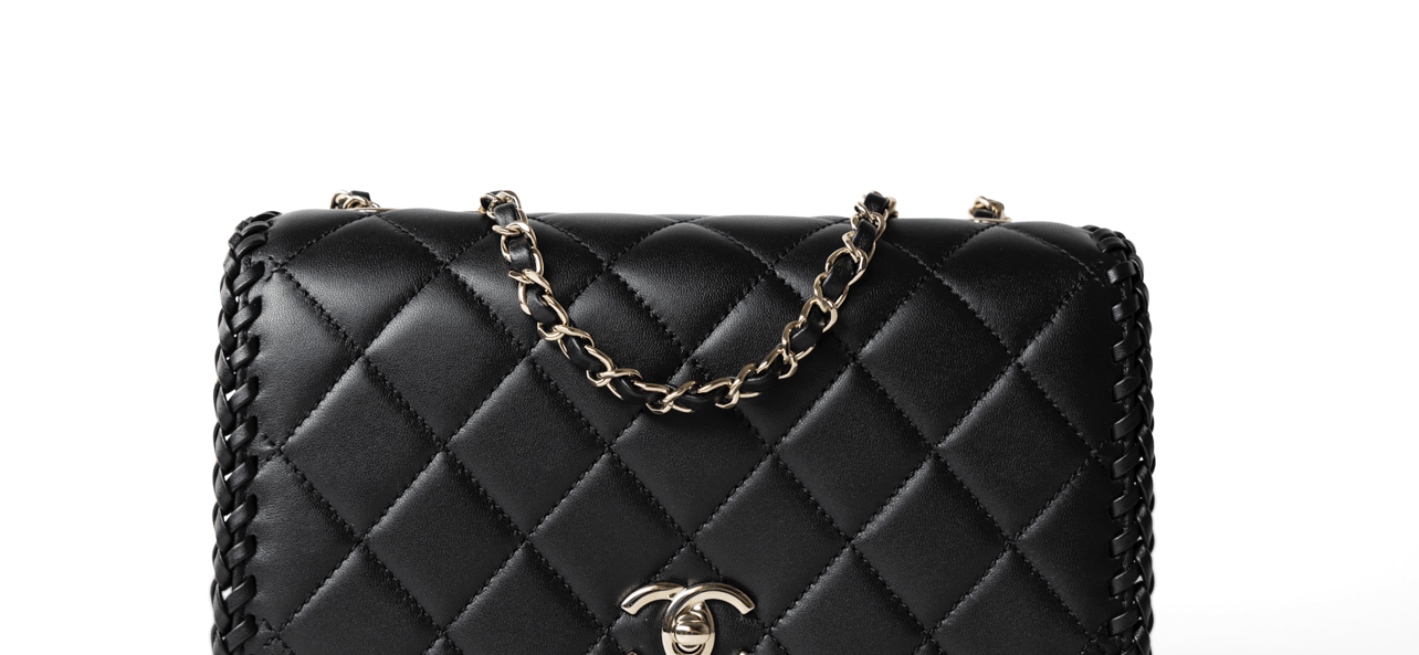 CHANEL Handbag Seasonal / Black 23A Black Lambskin Quilted Full Flap Bag Light Gols Hardware -Knockoff
