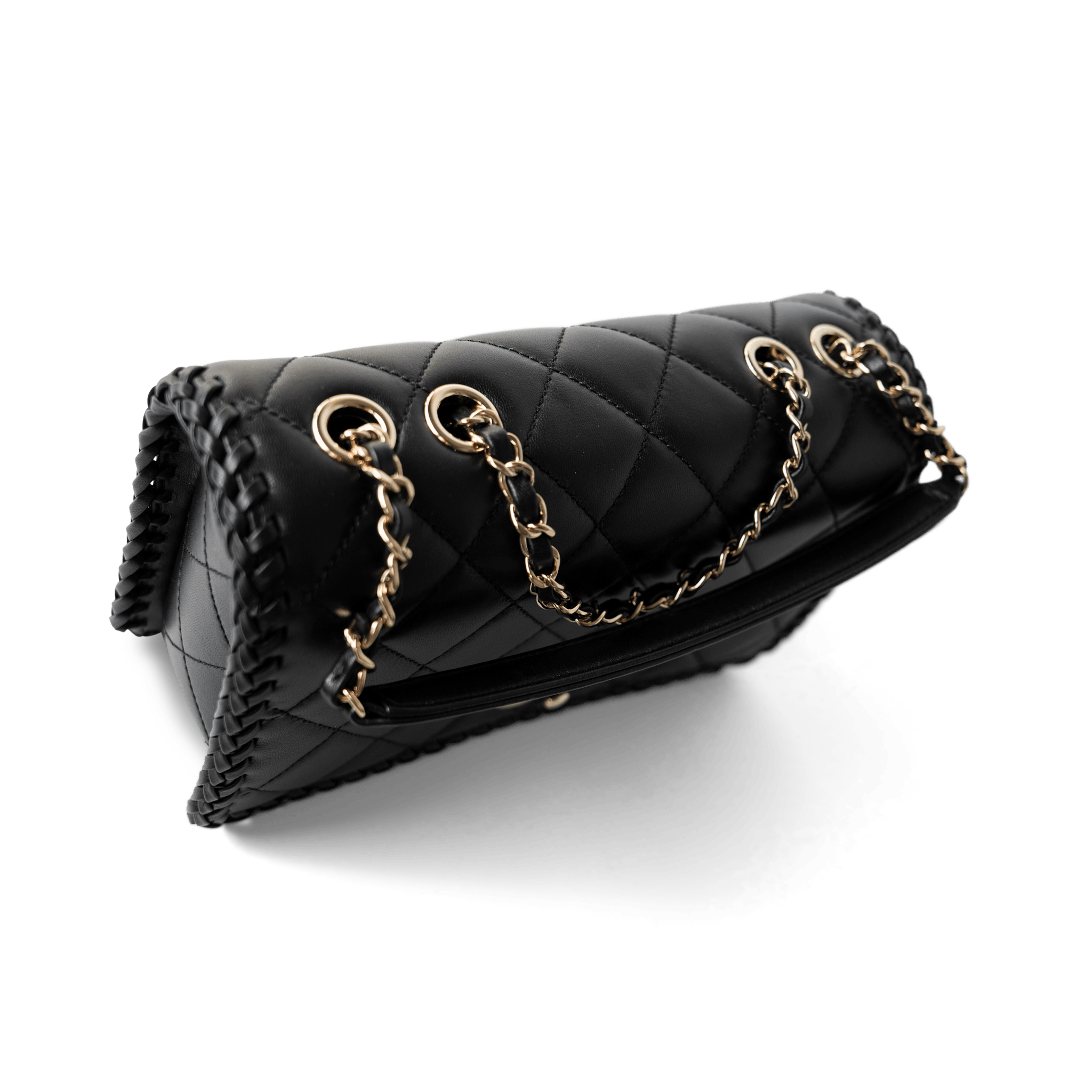 CHANEL Handbag Seasonal / Black 23A Black Lambskin Quilted Full Flap Bag Light Gols Hardware -Knockoff
