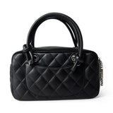 CHANEL Handbag Seasonal / Black Black Calfskin Quilted Small Cambon Bowler Silver Hardware (Pink Interior) -Knockoff
