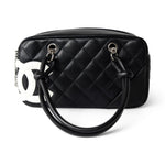 CHANEL Handbag Seasonal / Black Black Calfskin Quilted Small Cambon Bowler Silver Hardware (Pink Interior) -Knockoff
