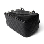 CHANEL Handbag Seasonal / Black Black Calfskin Quilted Small Cambon Bowler Silver Hardware (Pink Interior) -Knockoff
