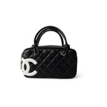 CHANEL Handbag Seasonal / Black Black Calfskin Quilted Small Cambon Bowler Silver Hardware (Pink Interior) -Knockoff
