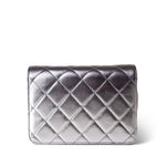 CHANEL Handbag Silver Like a Wallet Flap Bag Gradient Quilted Metallic Lambskin Silver Hardware -Knockoff
