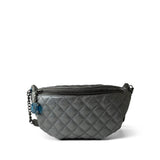 CHANEL Handbag Silver Metallic Calfskin Quilted Banane Waist Bag Bumbag Ruthenium Hardware -Knockoff
