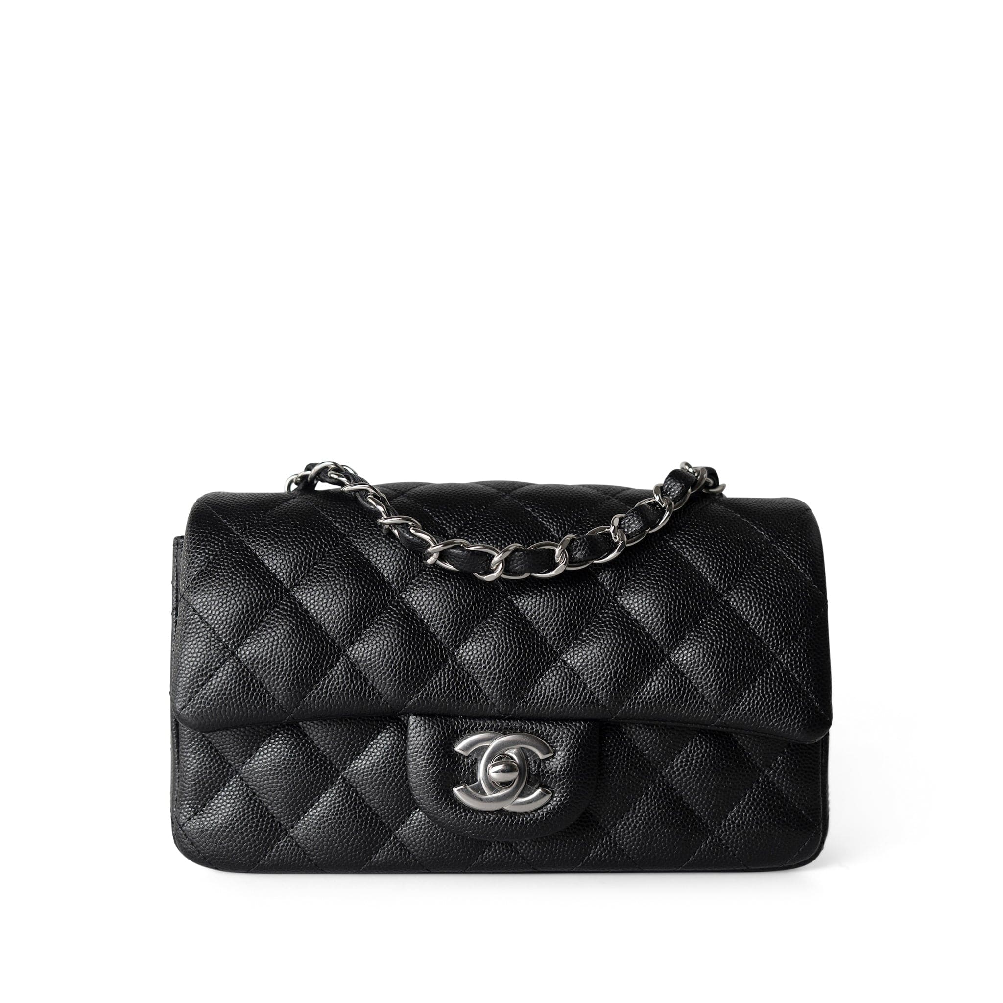 CHANEL Handbag Single flap / Black 17B Black Caviar Quilted Mini Rectangular Flap Silver Hardware -Knockoff
