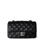 CHANEL Handbag Single flap / Black 17B Black Caviar Quilted Mini Rectangular Flap Silver Hardware -Knockoff
