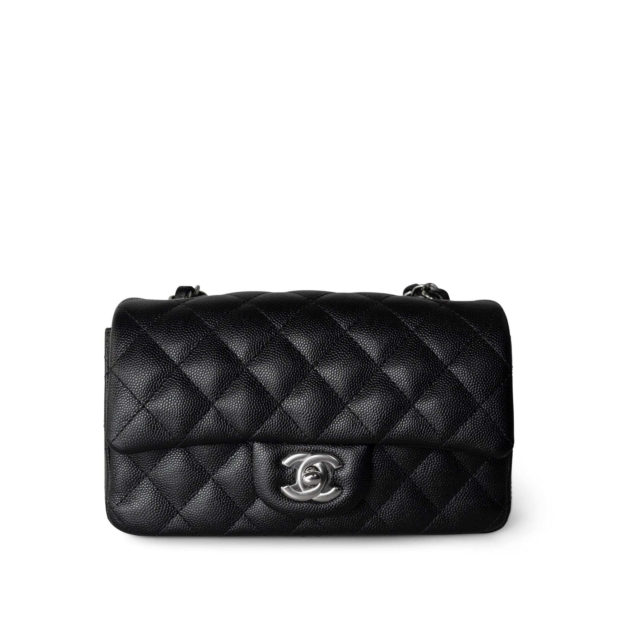 CHANEL Handbag Single flap / Black 17B Black Caviar Quilted Mini Rectangular Flap Silver Hardware -Knockoff
