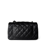 CHANEL Handbag Single flap / Black 17B Black Caviar Quilted Mini Rectangular Flap Silver Hardware -Knockoff
