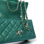 CHANEL Handbag Single flap / Green 22A Iridescent Green Lambskin Quilted Mini Rectangular Single Flap Light Gold Hardware -Knockoff
