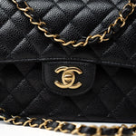 CHANEL Handbag Small Black Caviar Quilted Classic Flap Gold Hardware -Knockoff
