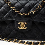 CHANEL Handbag Small Black Caviar Quilted Classic Flap Gold Hardware -Knockoff
