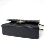 CHANEL Handbag Small Black Caviar Quilted Classic Flap Gold Hardware -Knockoff
