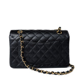 CHANEL Handbag Small Black Caviar Quilted Classic Flap Gold Hardware -Knockoff
