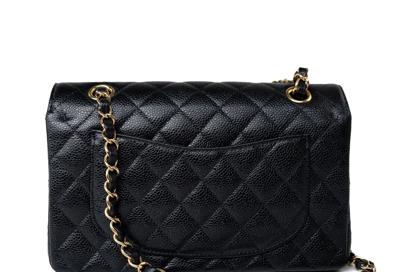 CHANEL Handbag Small Black Caviar Quilted Classic Flap Gold Hardware -Knockoff
