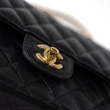 CHANEL Handbag Small Black Caviar Quilted Classic Flap Gold Hardware -Knockoff
