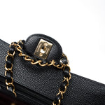 CHANEL Handbag Small Black Caviar Quilted Classic Flap Gold Hardware -Knockoff
