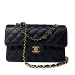 CHANEL Handbag Small Black Caviar Quilted Classic Flap Gold Hardware -Knockoff
