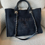 CHANEL Handbag Small Black Deauville Shopping Bag Silver Hardware -Knockoff
