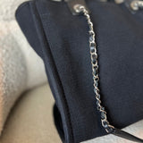 CHANEL Handbag Small Black Deauville Shopping Bag Silver Hardware -Knockoff
