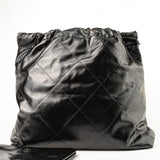 CHANEL Handbag So Black Calfskin Quilted Drawstring 22 Bag medium Black Hardware -Knockoff
