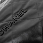 CHANEL Handbag So Black Calfskin Quilted Drawstring 22 Bag medium Black Hardware -Knockoff
