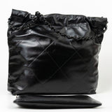 CHANEL Handbag So Black Calfskin Quilted Drawstring 22 Bag small Black Hardware -Knockoff
