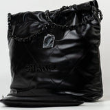 CHANEL Handbag So Black Calfskin Quilted Drawstring 22 Bag small Black Hardware -Knockoff
