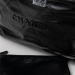 CHANEL Handbag So Black Calfskin Quilted Drawstring 22 Bag small Black Hardware -Knockoff
