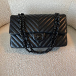 CHANEL Handbag So Black Lambskin Chevron Medium Classic Flap -Knockoff
